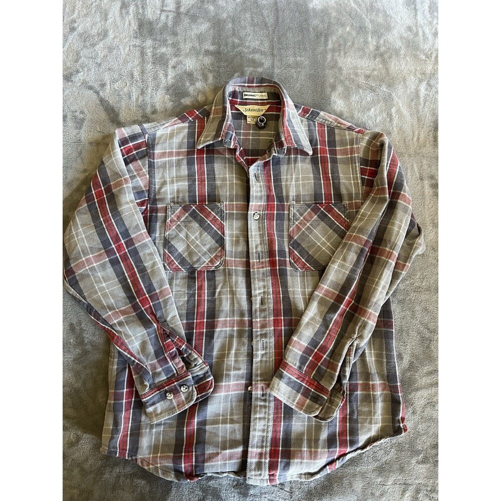 Vintage 80s St Johns Bay Big Mac Red Plaid Flannel Size M Cotton Patch